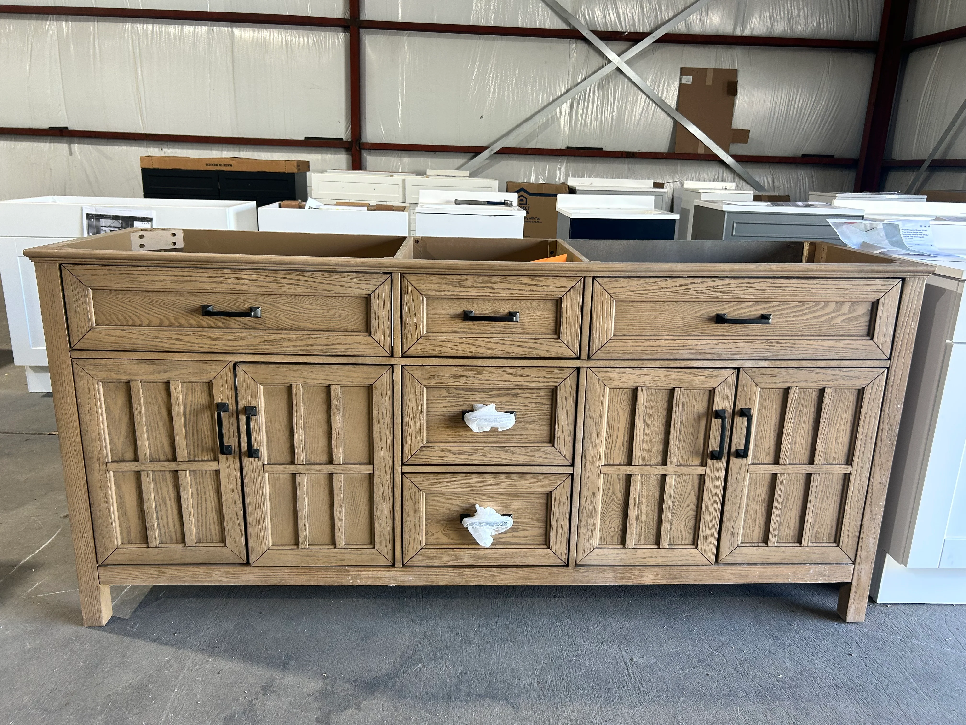 allen + roth Cantrell 72-in Clear Oak Undermount Double Sink Bathroom Vanity (DAMAGED) (NO TOP) - Image 5