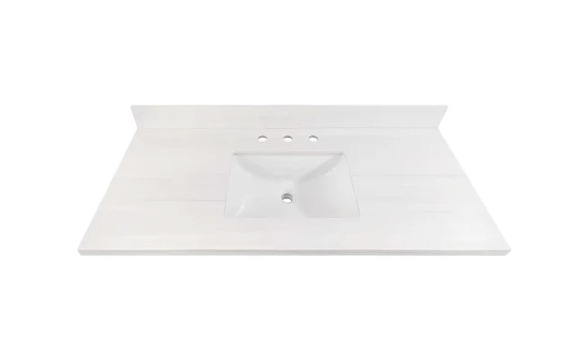 allen + roth Dolomiti Bianco 49-in x 22-in White Sintered Stone Undermount Single Sink Widespread Faucet Mount Bathroom Vanity Top (damaged)