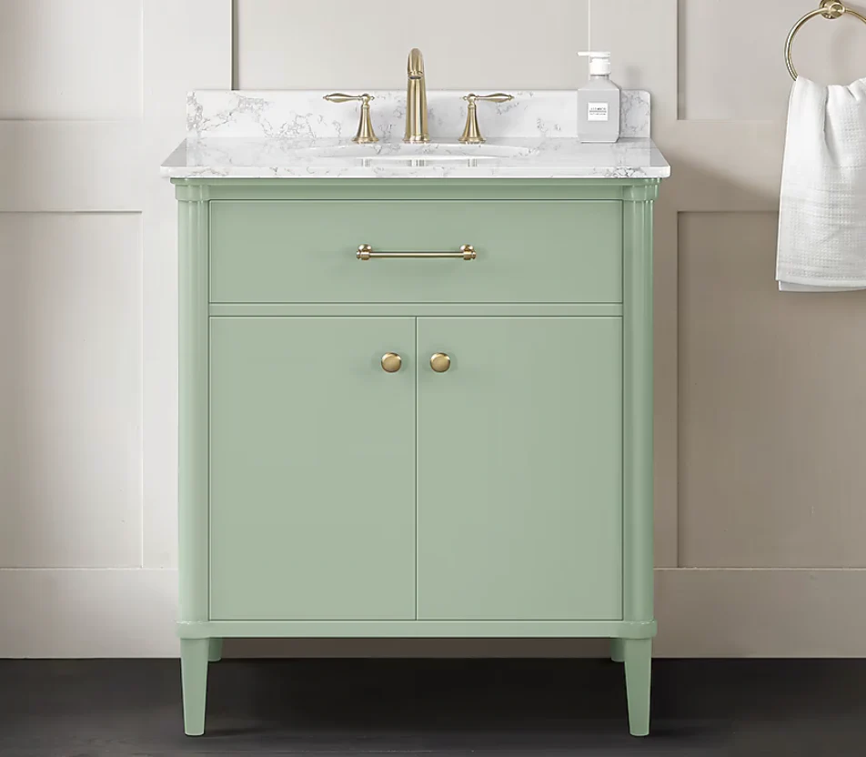 allen + roth Rian 30-in Sea green Undermount Single Sink Bathroom Vanity with White Engineered Stone Top (Open Box)