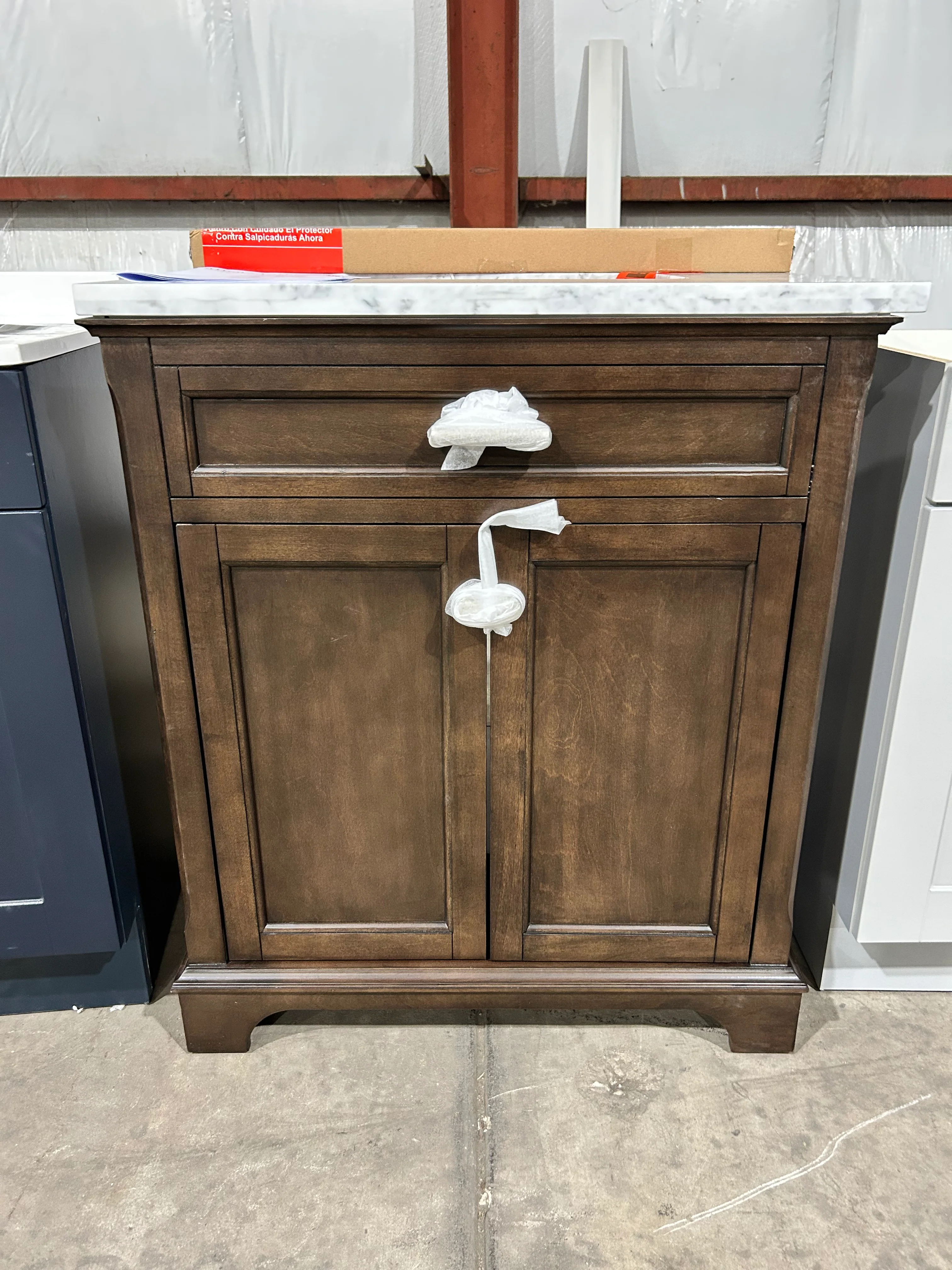 allen + roth Roveland 30-in Deep Walnut Undermount Single Sink Bathroom Vanity with Natural Carrara Natural Marble Top (damaged) - Image 6