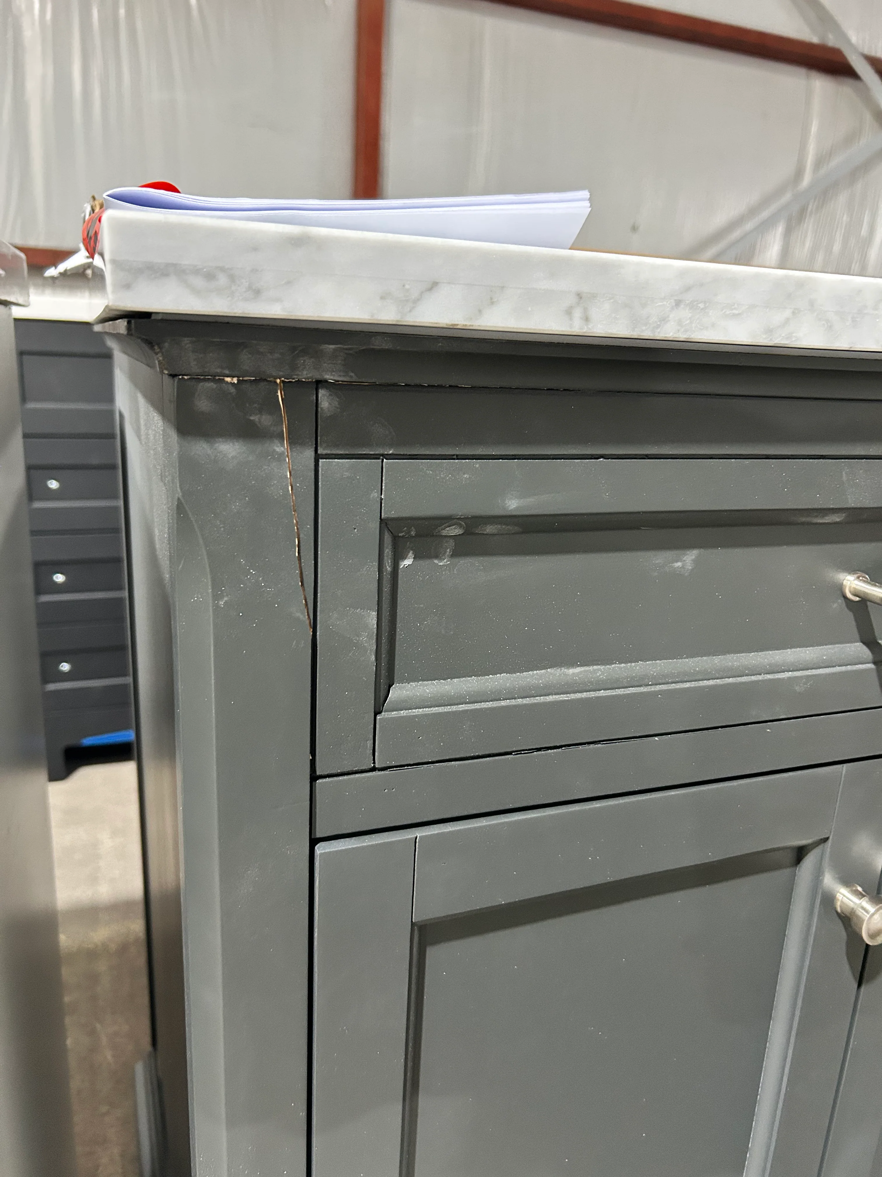 allen + roth Roveland 30-in Raven Undermount Single Sink Bathroom Vanity with Natural Carrara Natural Marble Top (damaged) - Image 3