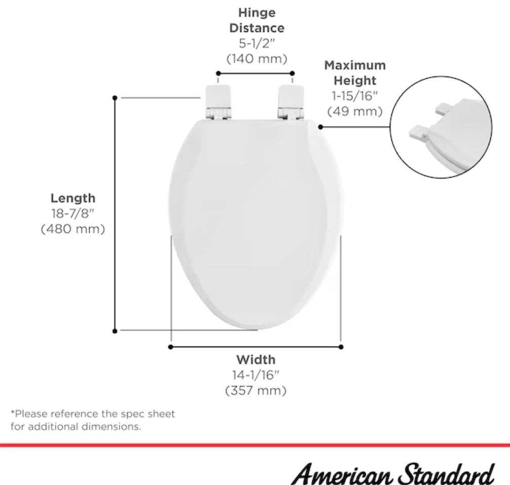 American Standard Bedminster Wood White Elongated Soft Close Toilet Seat (open box) - Image 4