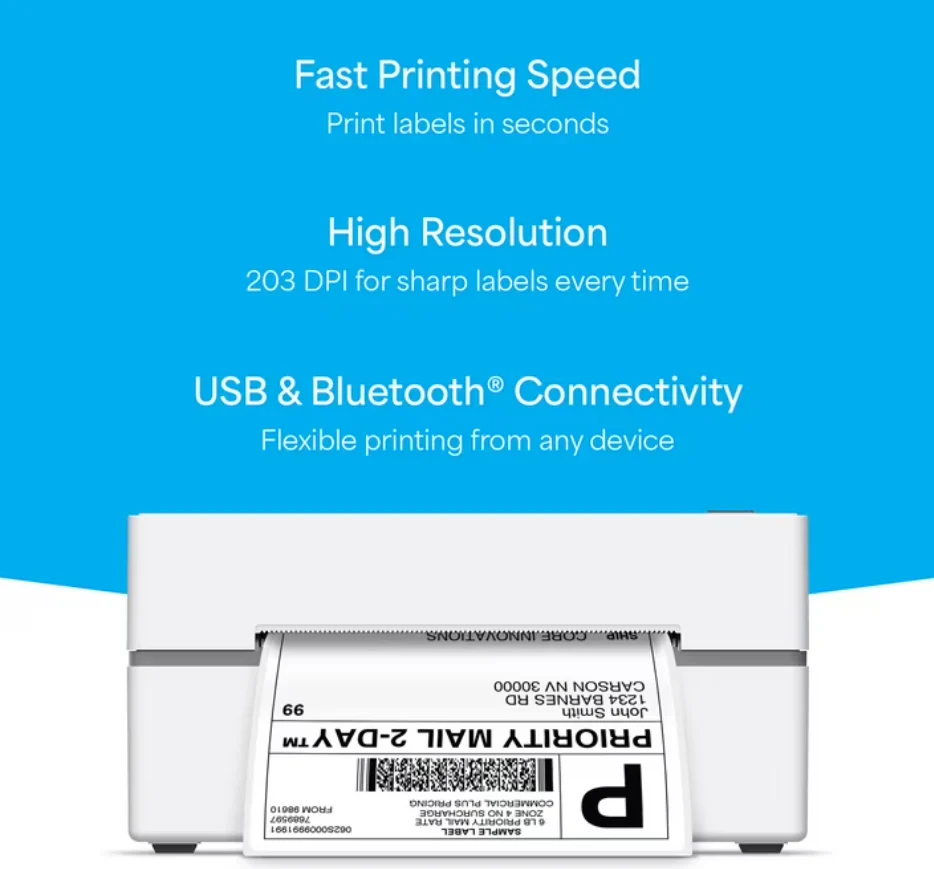 Core Innovations Bluetooth Thermal 4x6 Shipping Label Printer Bundle for Packages & Small Business - Android, iOS & Windows Compatible (new) - Image 2