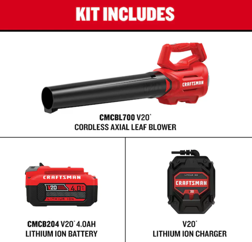 CRAFTSMAN V20 20-volt 380-CFM 100-MPH Battery Handheld Leaf Blower 4 Ah Battery Included Charger Included (open box) - Image 3