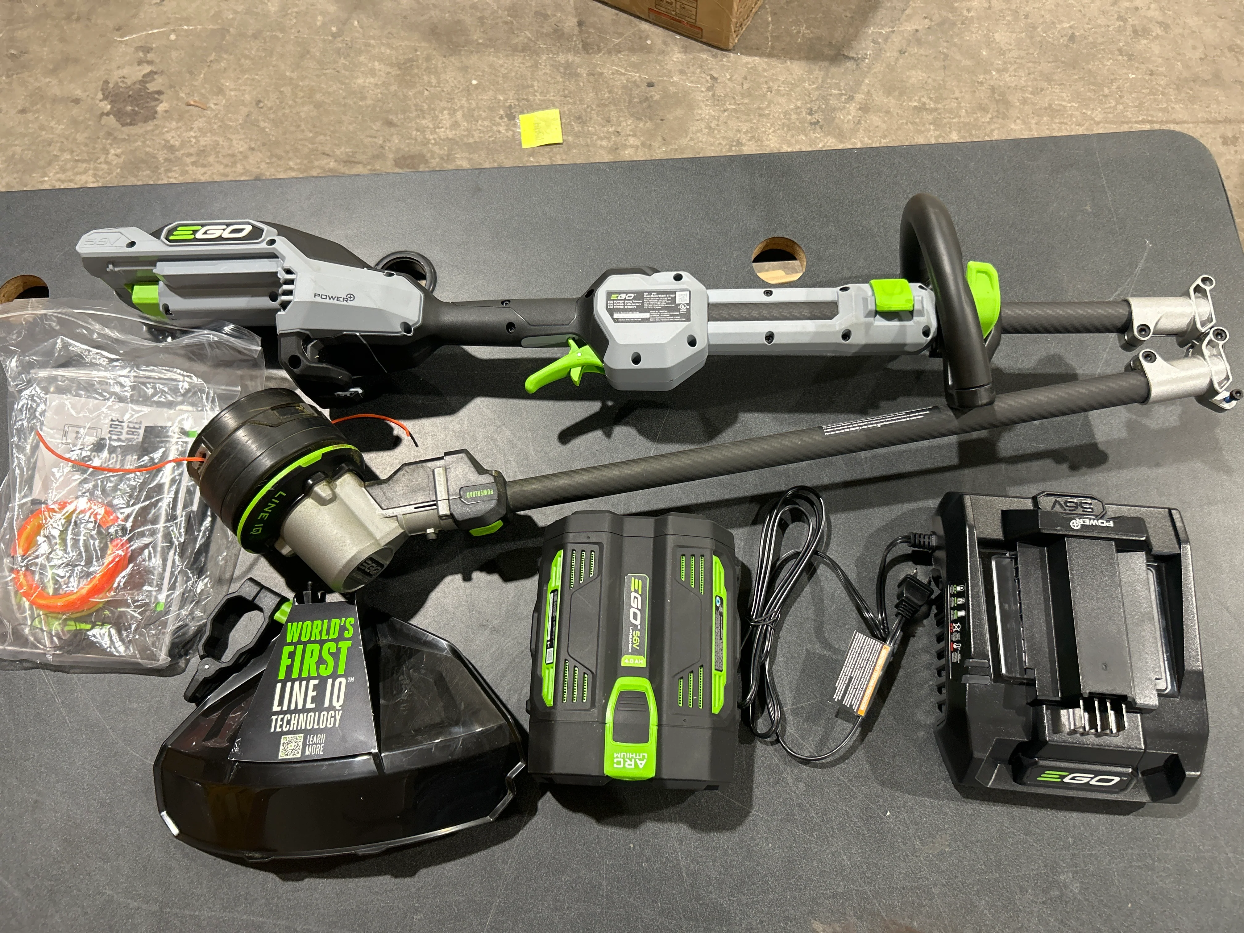 EGO POWER + POWERLOAD with LINE IQ 56-volt 16-in Telescopic Shaft Battery String Trimmer 4 Ah (Battery and Charger Included)(used) - Image 5