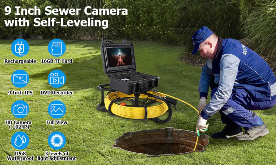 Garvee 165ft Drain Camera, Self-Leveling Snake Camera with Markings (open box) - Image 2