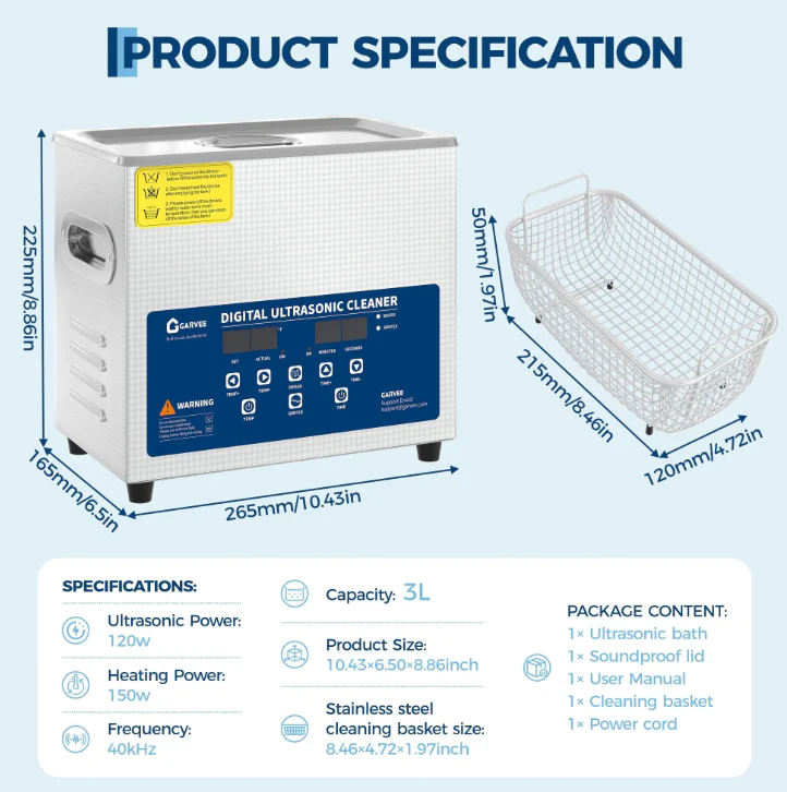 Garvee 3L Ultrasonic Cleaner (open box) - Image 4