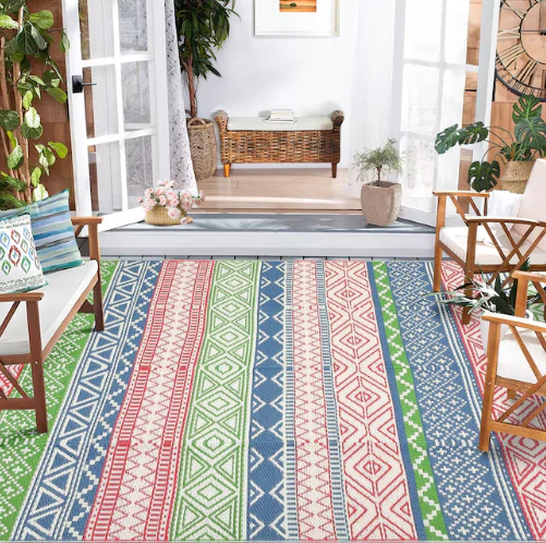 Garvee 6 x 9 ft Multi Color Polyester Rectangular Outdoor Waterproof Reversible UV Resistant Portable Modern Farmhouse Plastic Straw Area Rug (new) - Image 2