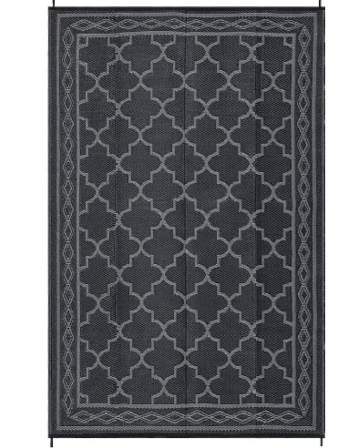 Garvee 8 x 10 ft Plastic Black and Gray Rectangular Beach Front Porches Patio Picnic RV Camping Garage Rhomb Border Modern Moroccan Area Rug (new)
