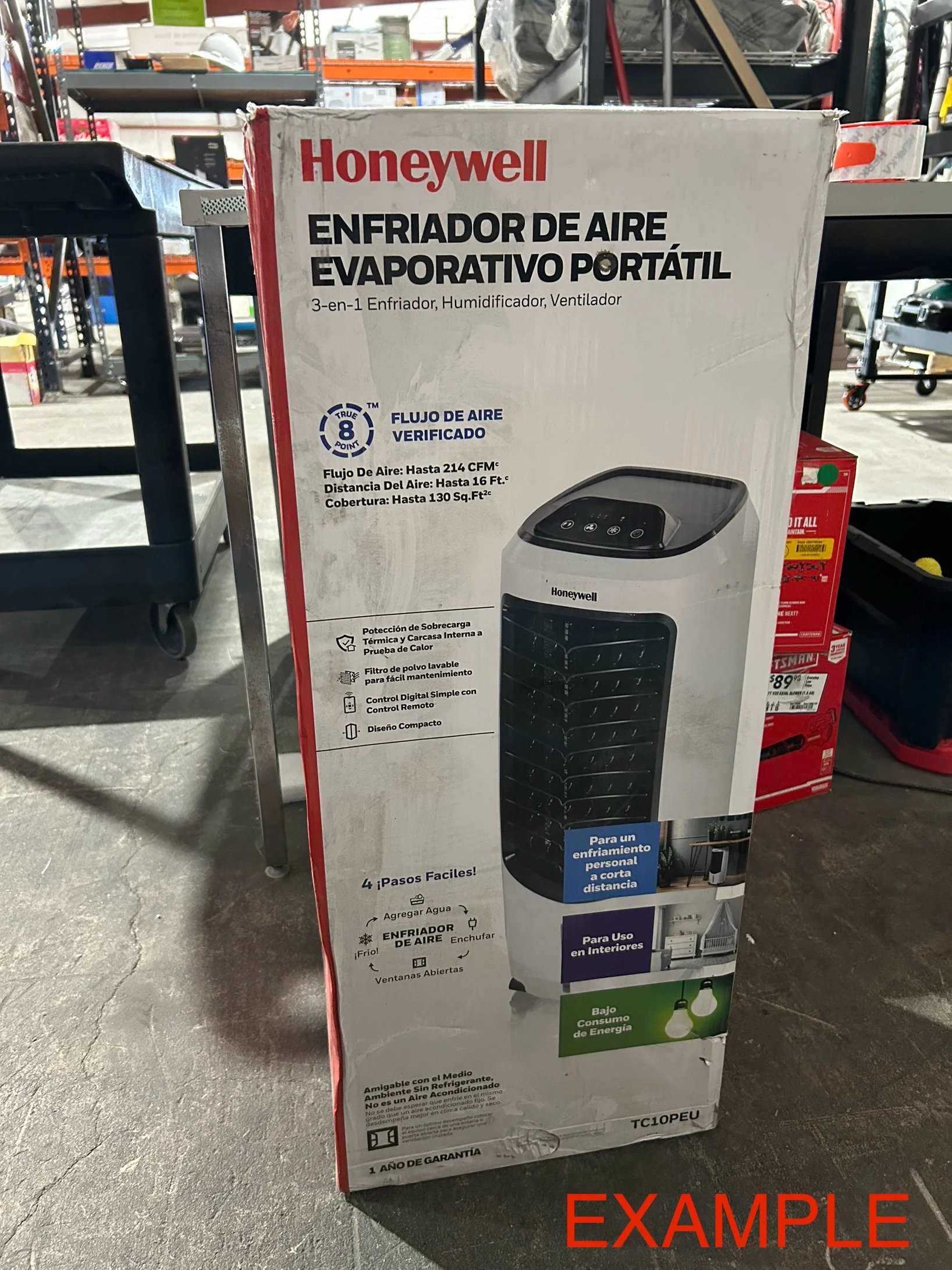 Honeywell 194-CFM 3-Speed Indoor Portable Evaporative Cooler for 100-sq ft (Motor Included) (OPEN BOX) - Image 4