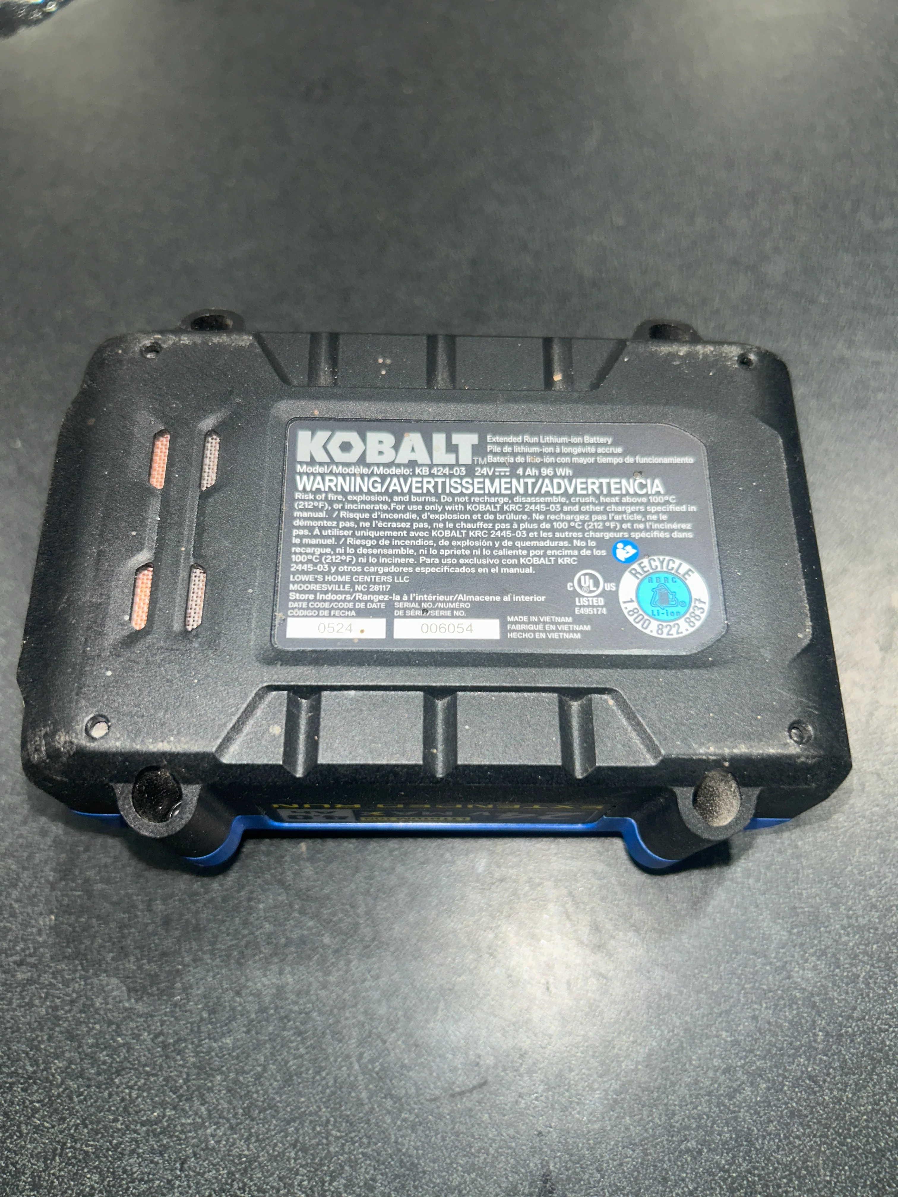 Kobalt 24 -V 1 -Pack Lithium Battery 4 Ah (used) - Image 3