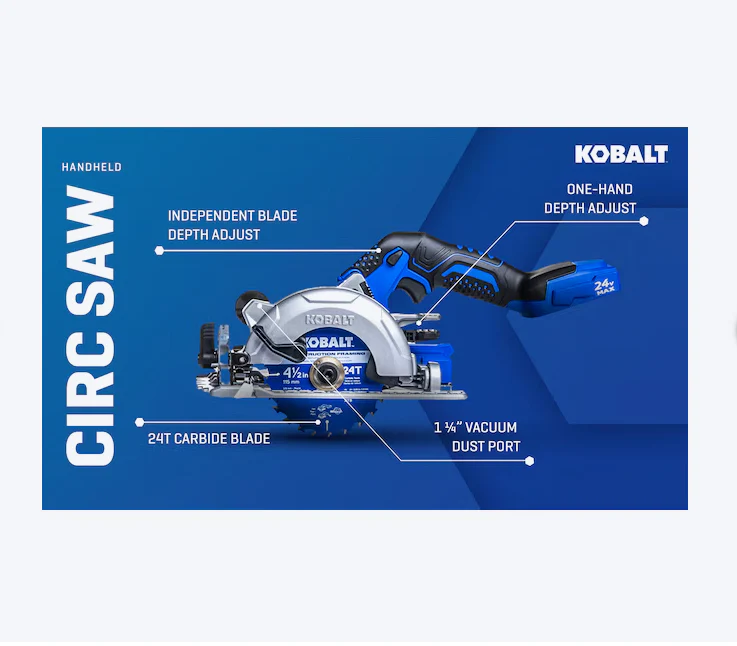Kobalt 24-volt 4-1/2-in Brushless Cordless Circular saw (USED) - Image 2