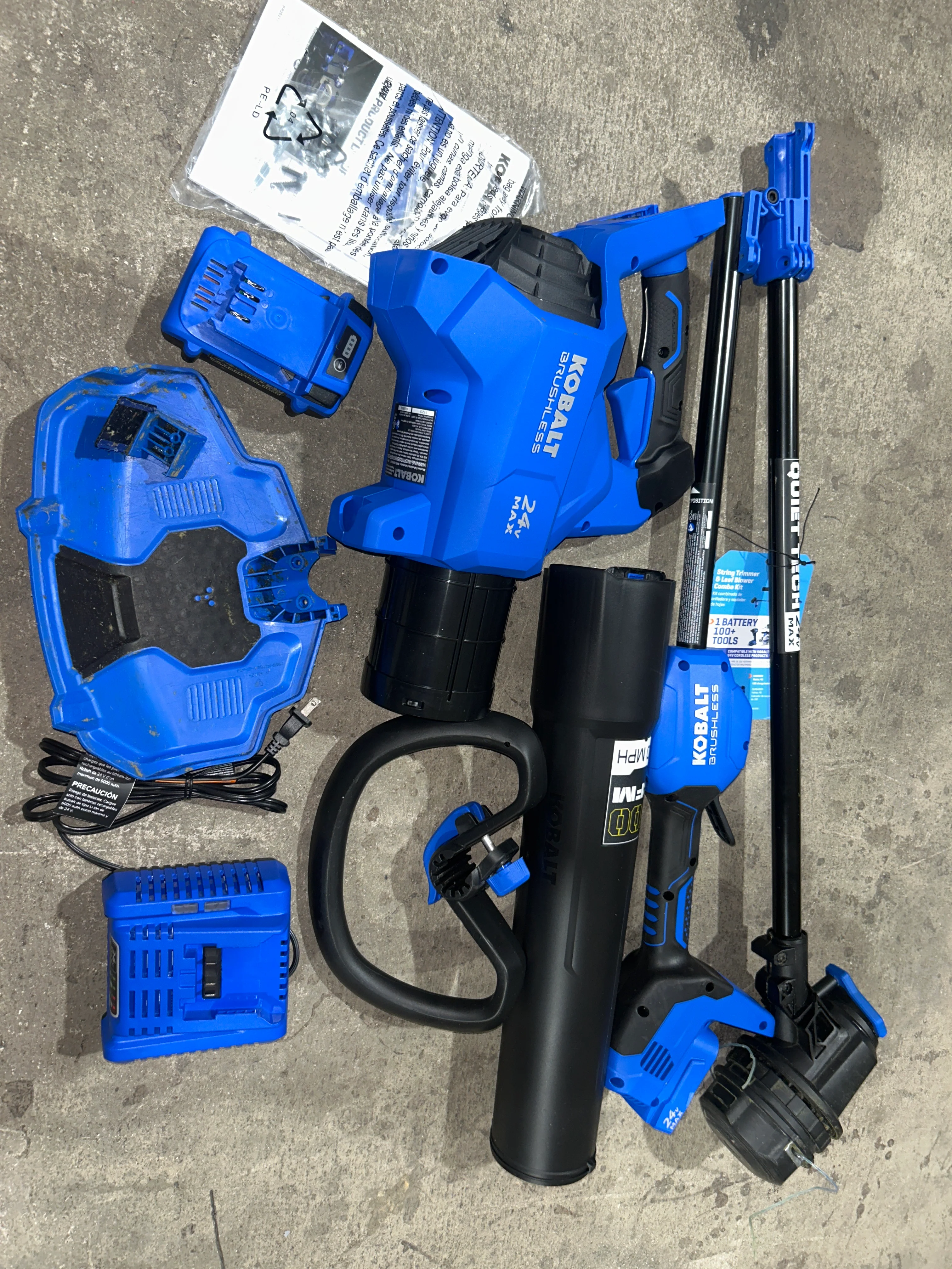 Kobalt Quiet Tech 24-volt Cordless Battery String Trimmer and Leaf Blower and Combo Kit 4 Ah (Battery Included) (Charger Included) (used) - Image 3