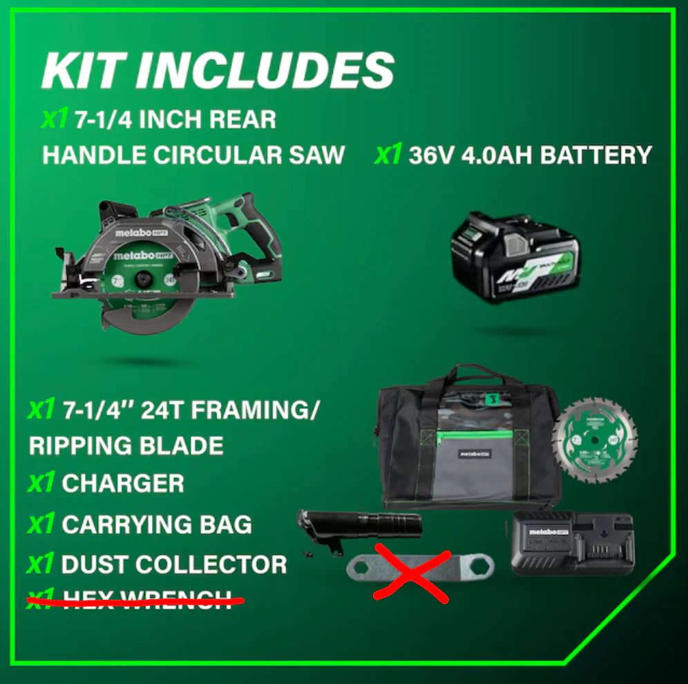 Metabo HPT Multi-Volt 36-volt 4 -Amp 7-1/4-in Brushless Hybrid Capable Cordless Circular saw (Battery Included and Charger Included) (Used) - Image 2