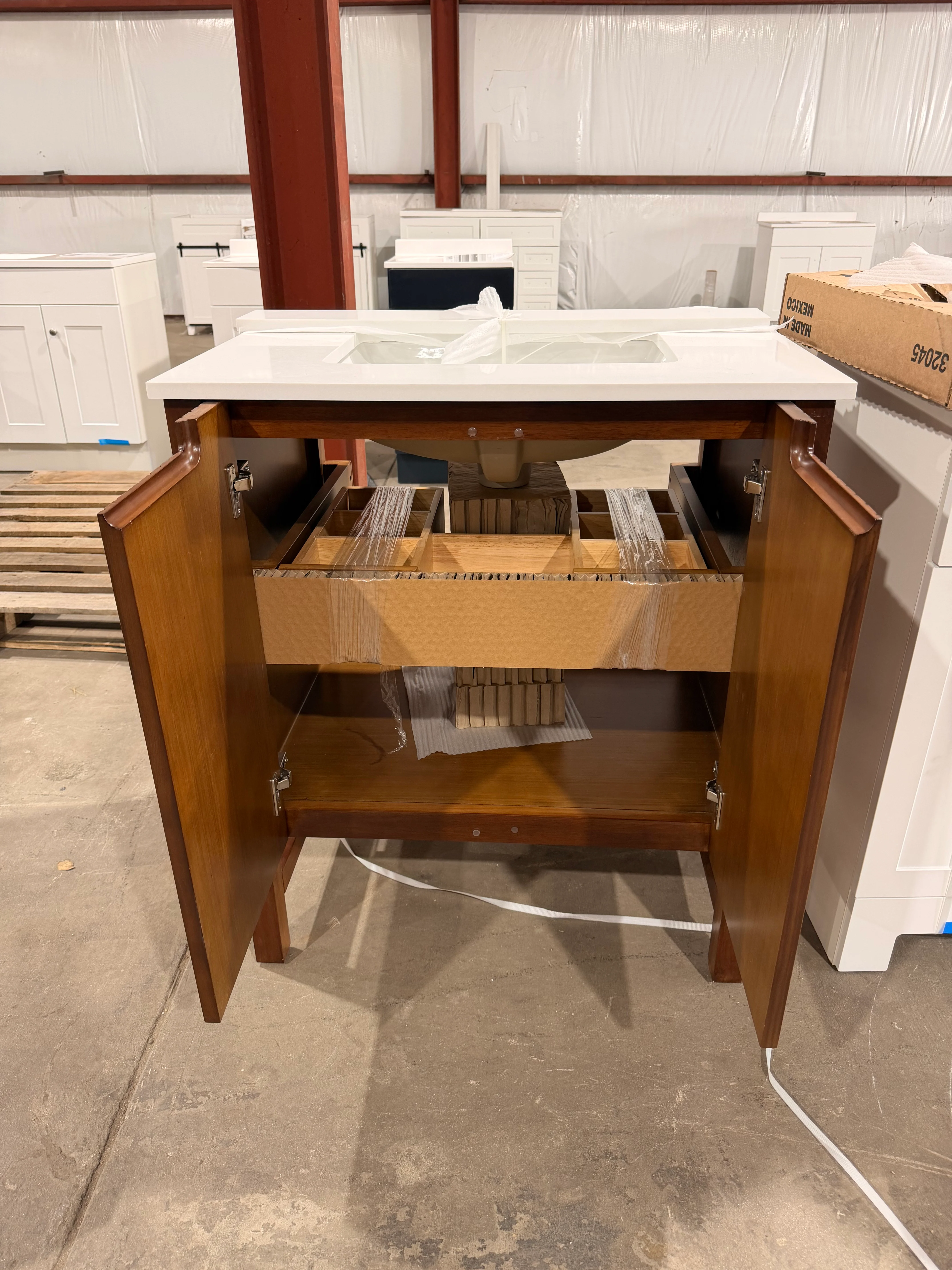 Origin 21 Lolli 30-in Walnut Bathroom Vanity with White Stone Top (open box) - Image 3