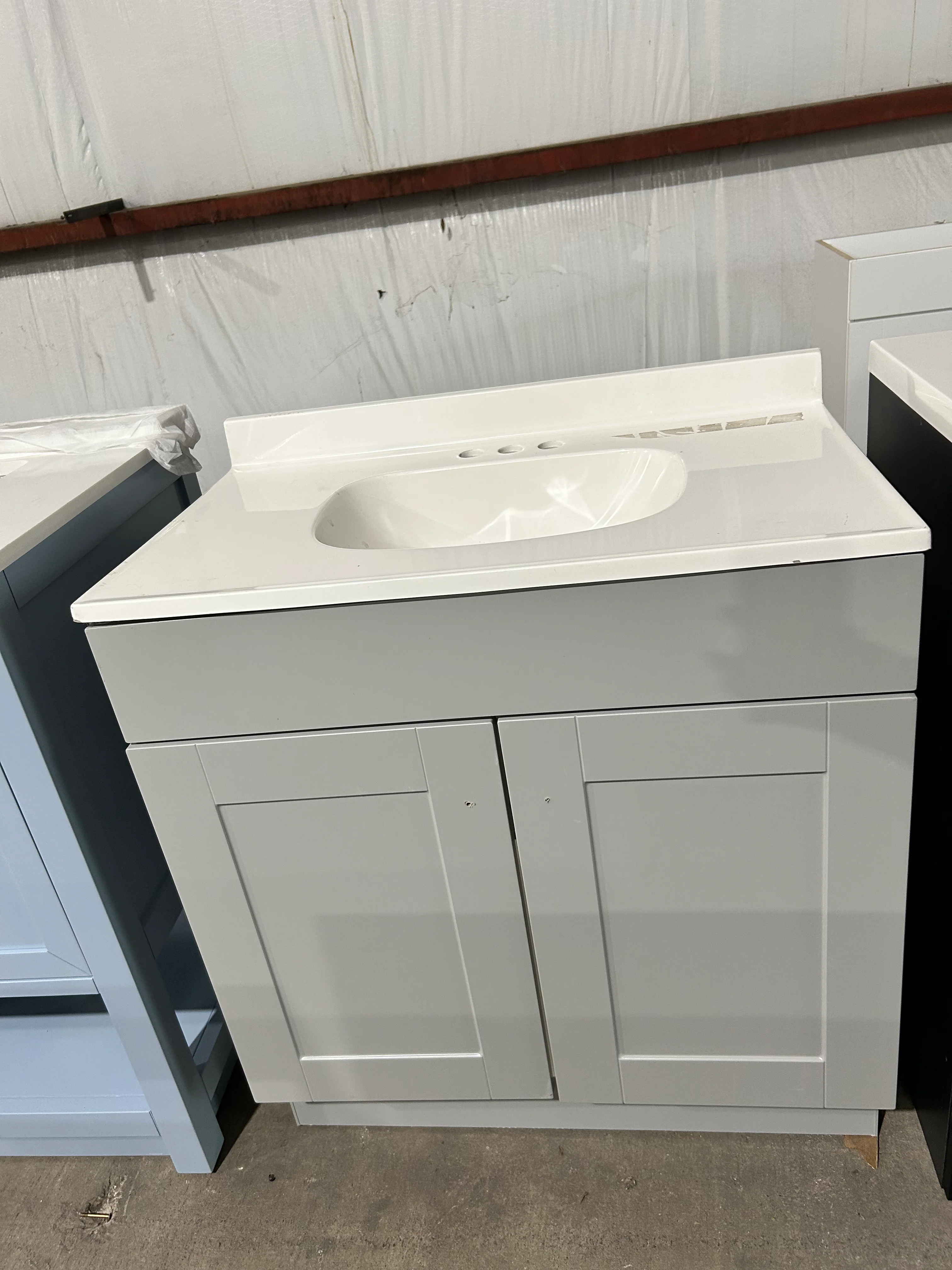 Project Source Dover 30-in Light Gray Single Sink Bathroom Vanity with White Cultured Marble Top (DAMAGED TOP) - Image 2
