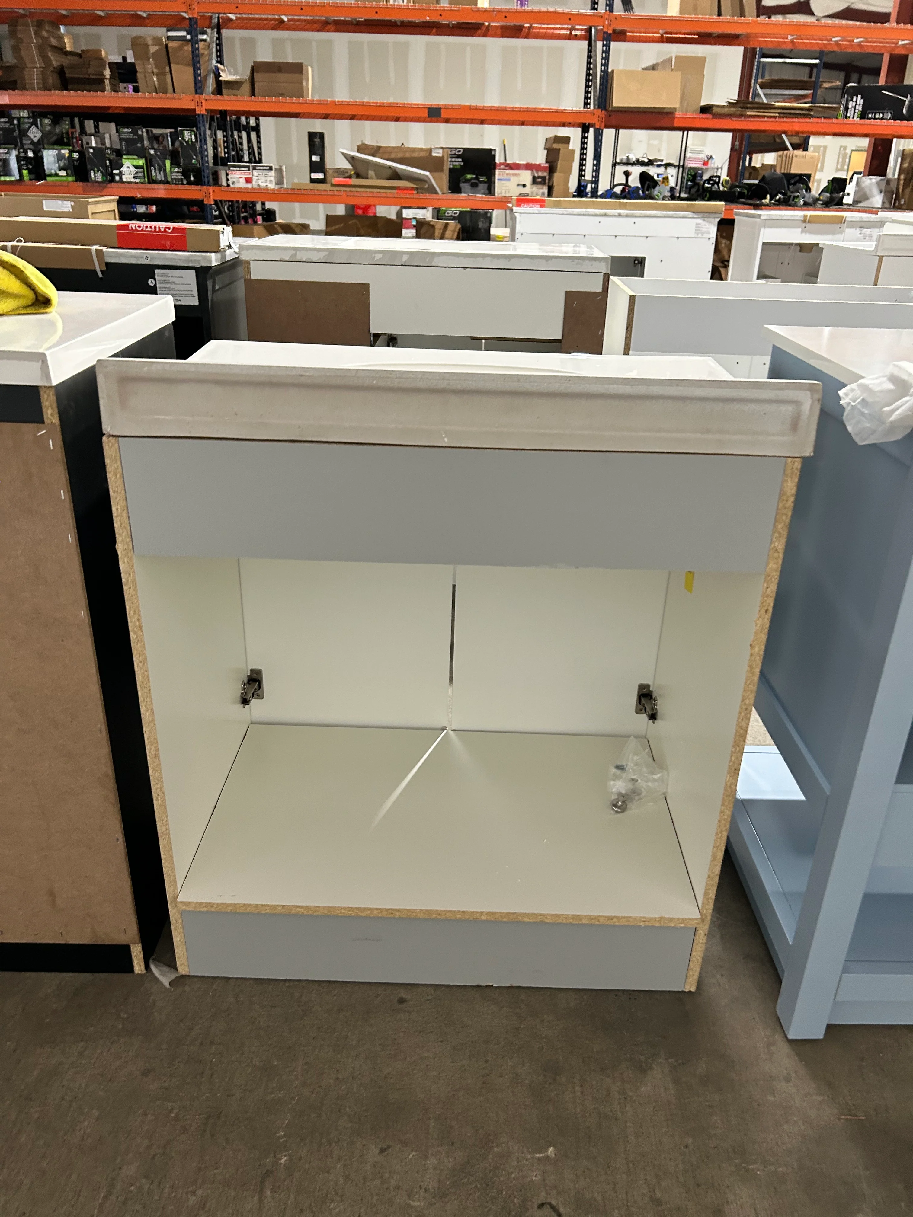 Project Source Dover 30-in Light Gray Single Sink Bathroom Vanity with White Cultured Marble Top (DAMAGED TOP) - Image 4