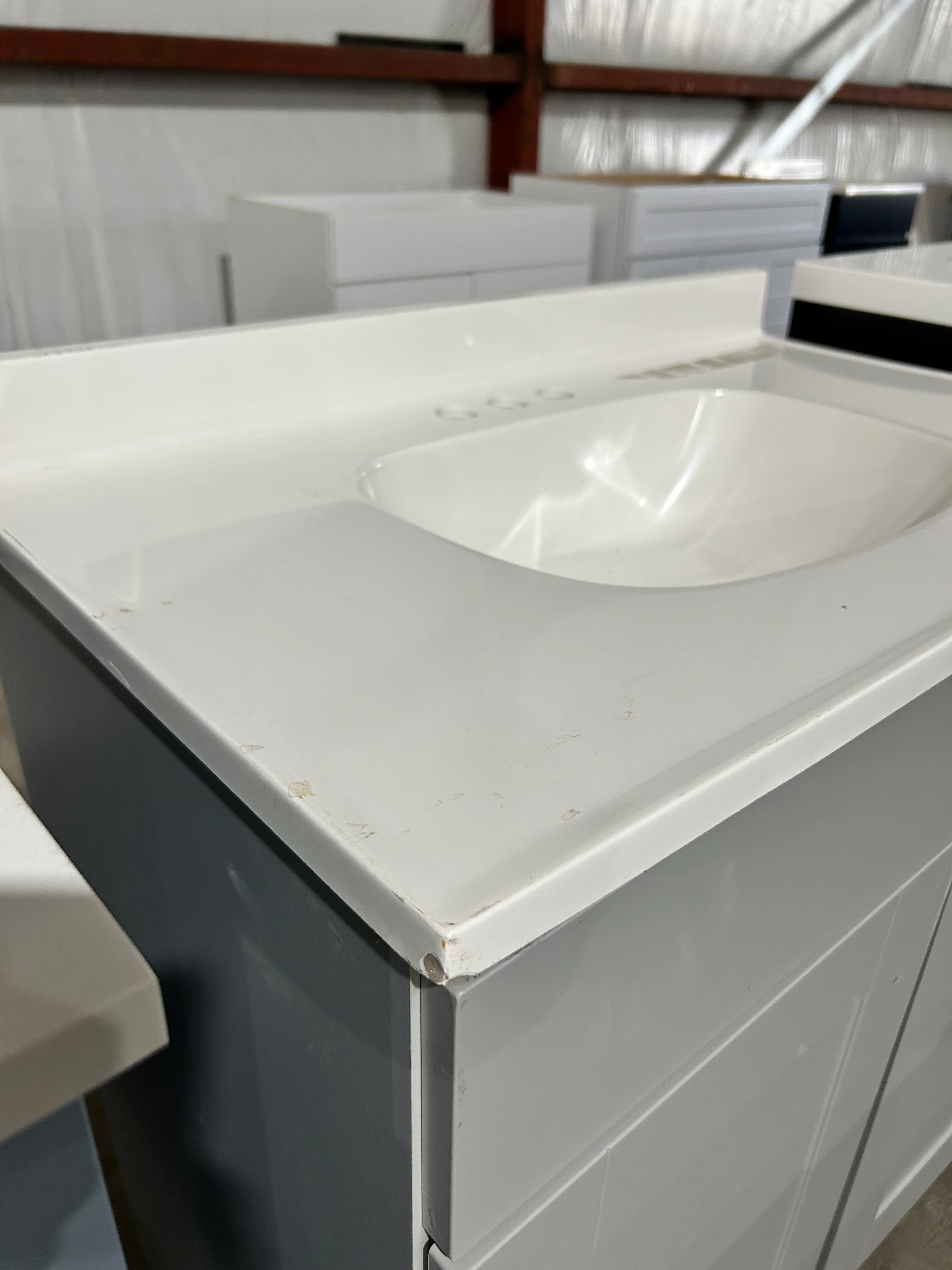 Project Source Dover 30-in Light Gray Single Sink Bathroom Vanity with White Cultured Marble Top (DAMAGED TOP) - Image 6