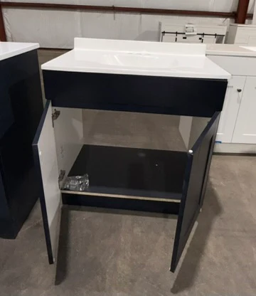 Project Source Dover 30-in Navy Blue Single Sink Bathroom Vanity with White Top (Open Box) - Image 4