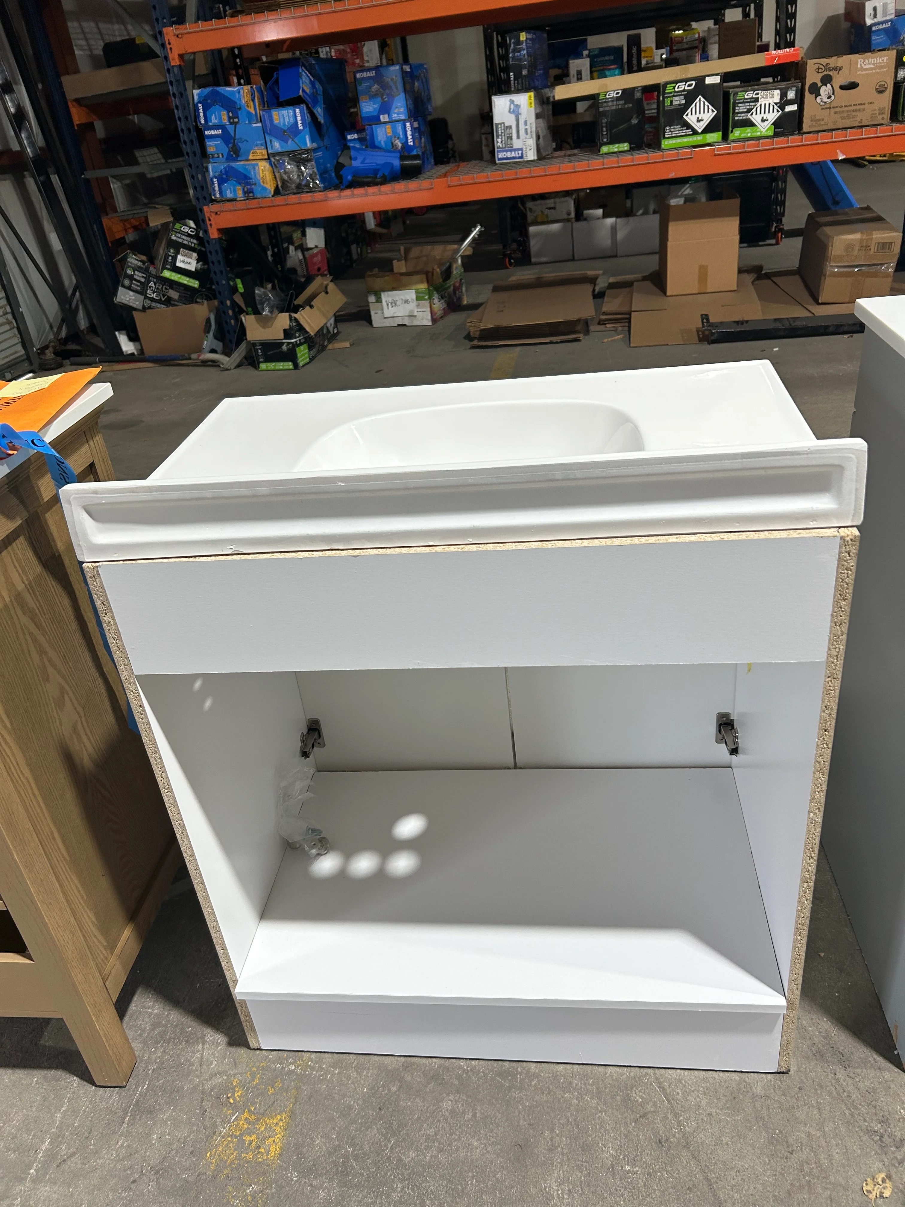 Project Source Dover 30-in True White Single sink Bathroom Vanity with White Cultured marble Top (damaged) - Image 3