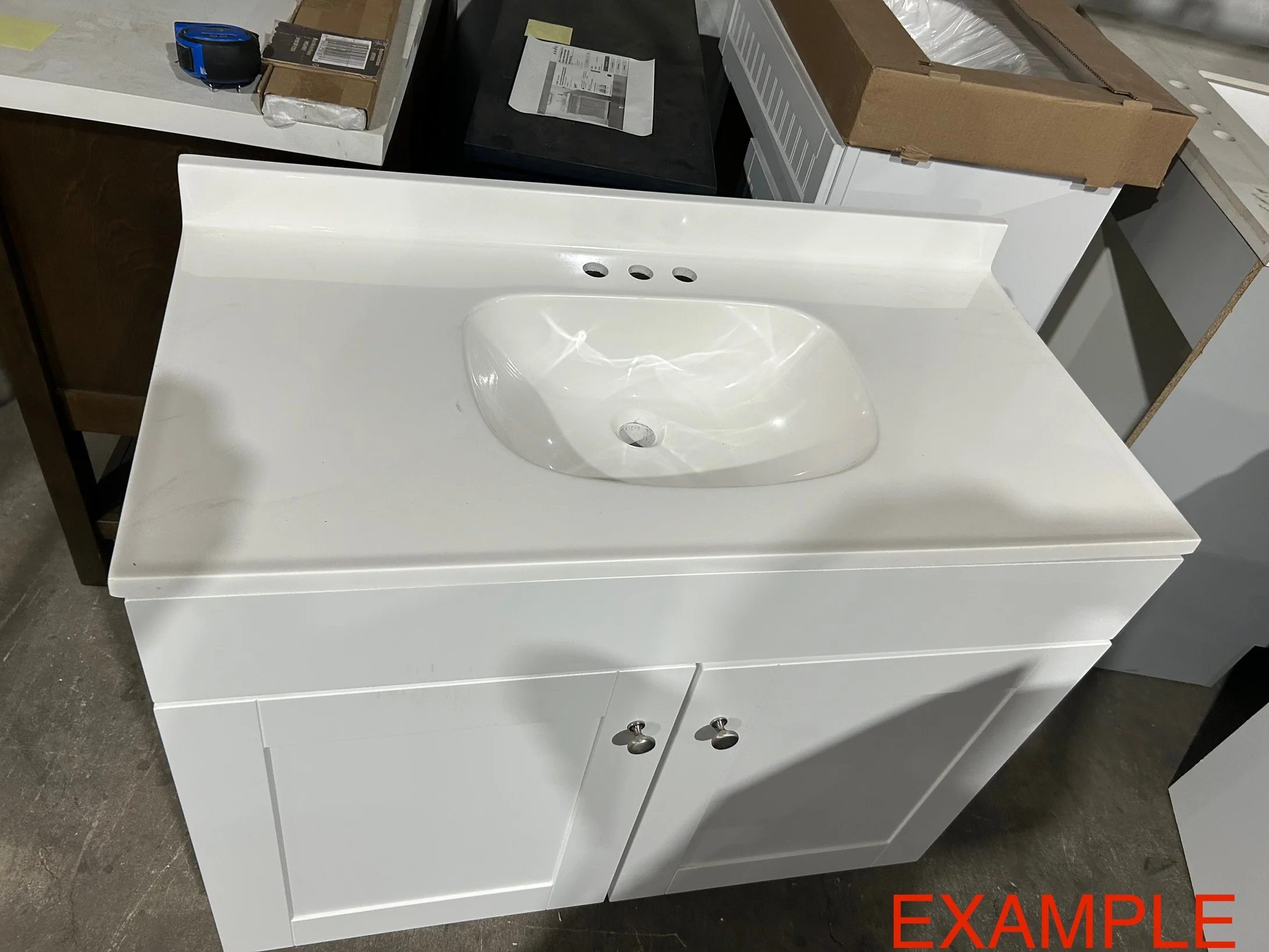 Project Source Dover 36-in White Single sink Bathroom Vanity with White Cultured marble Top - Image 3