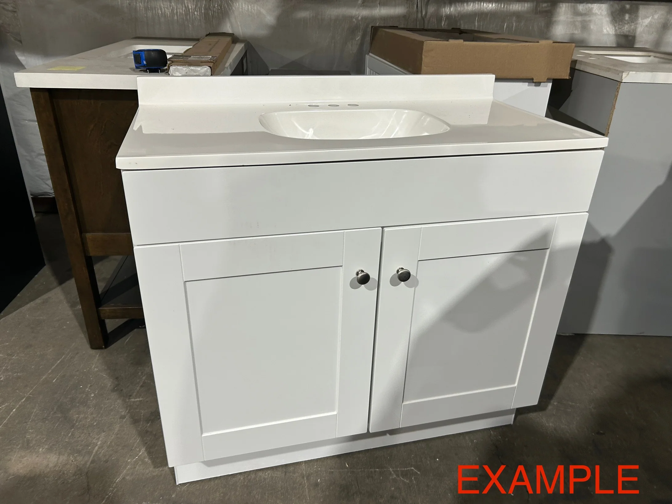 Project Source Dover 36-in White Single sink Bathroom Vanity with White Cultured marble Top - Image 4