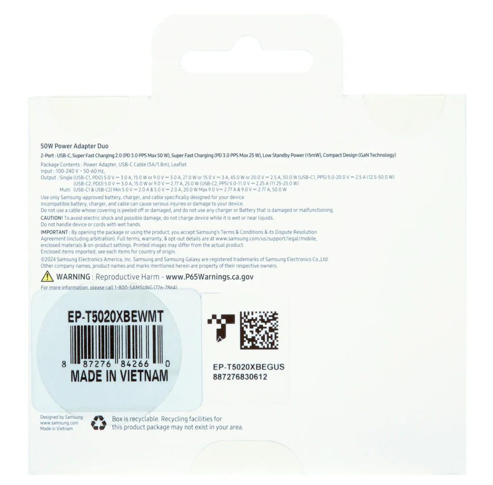 Samsung 50W Duo Power Adapter, Black (Cable not included) (new) - Image 2