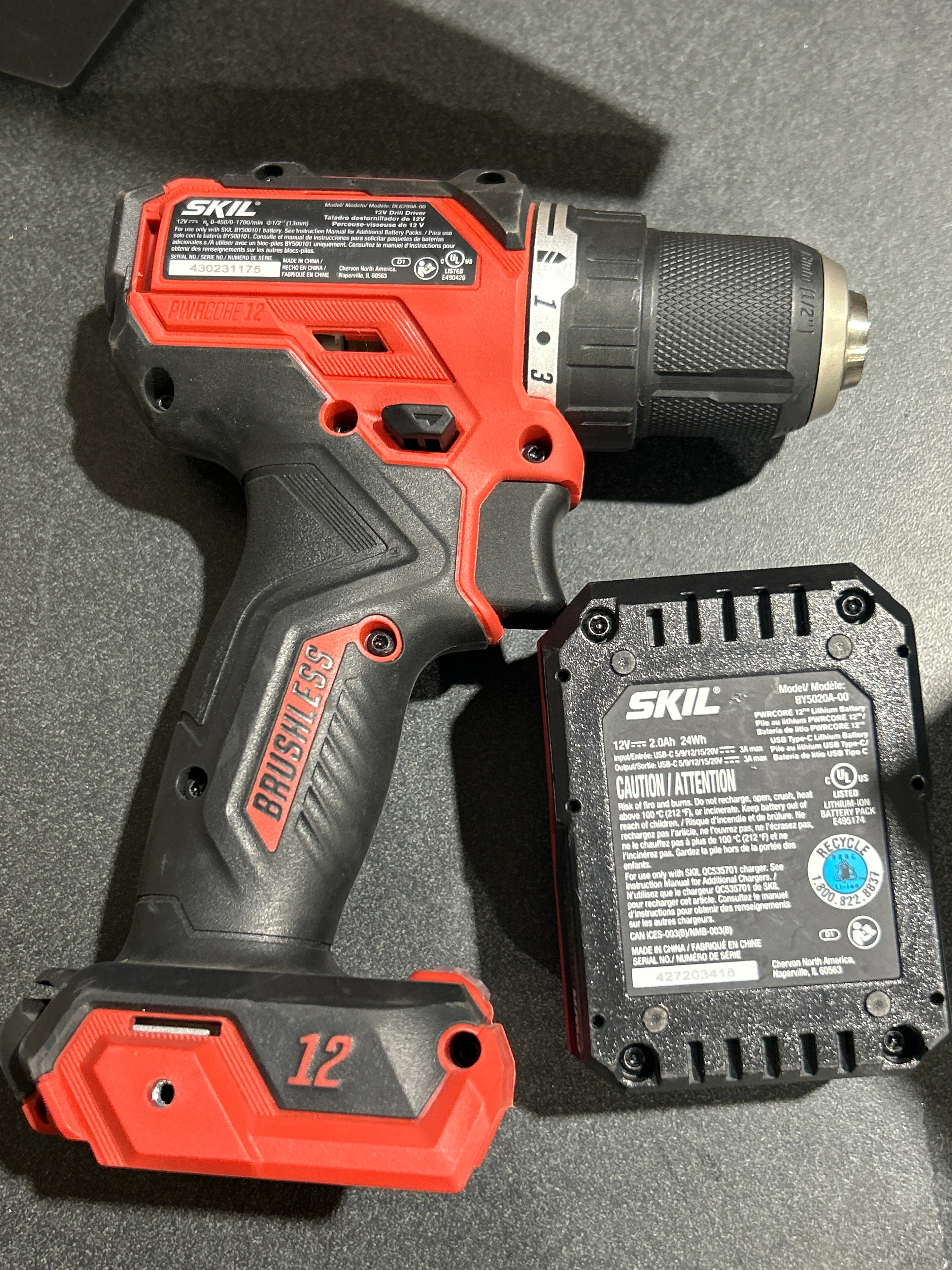 SKIL PWR CORE 12 PWR CORE 12-volt 1/2-in Keyless Brushless Cordless Drill (used) (baretool) - Image 4