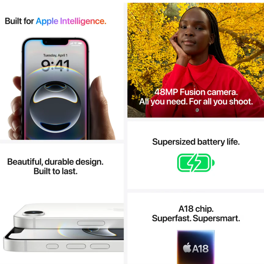 Straight Talk Apple iPhone 16e, 5G, 128GB, Black - Prepaid Smartphone (open box) - Image 2