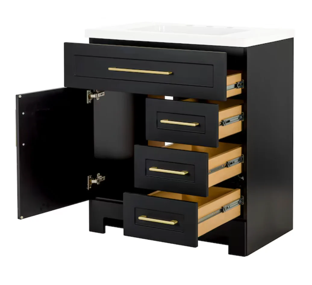 Style Selections Cauley 30-in Black Single Sink Bathroom Vanity with White Cultured Marble Top (damaged) - Image 2