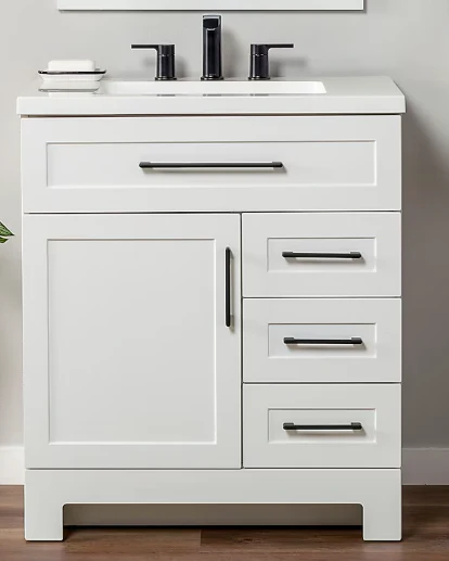 Style Selections Cauley 30-in True White Single Sink Bathroom Vanity (open box)