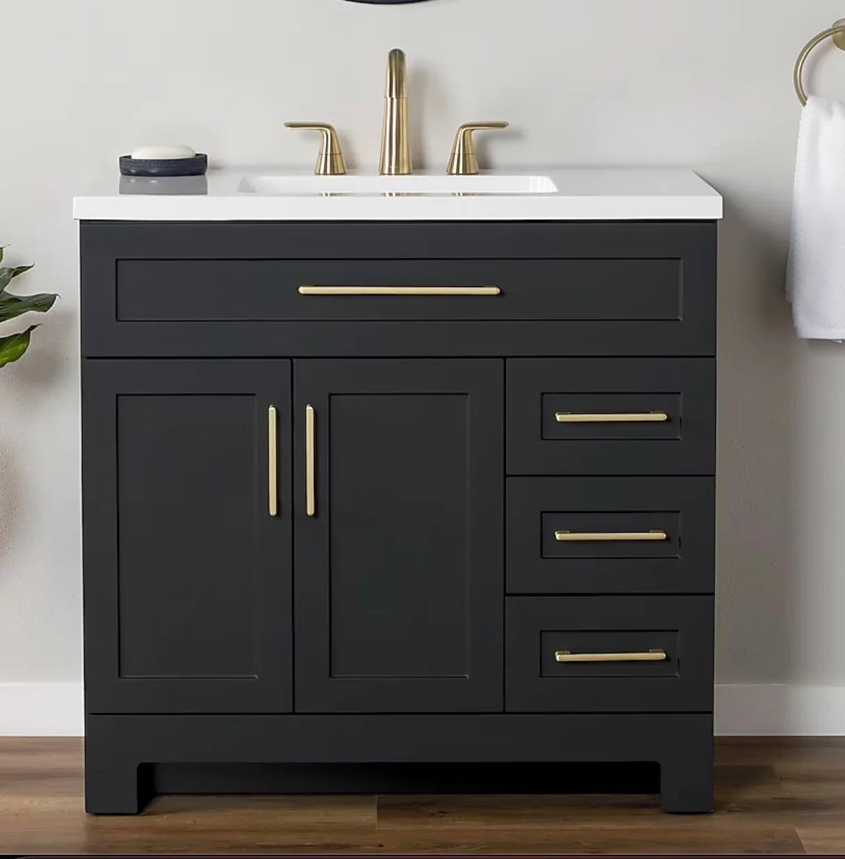 Style Selections Cauley 36-in Black Single Sink Bathroom Vanity NO Top