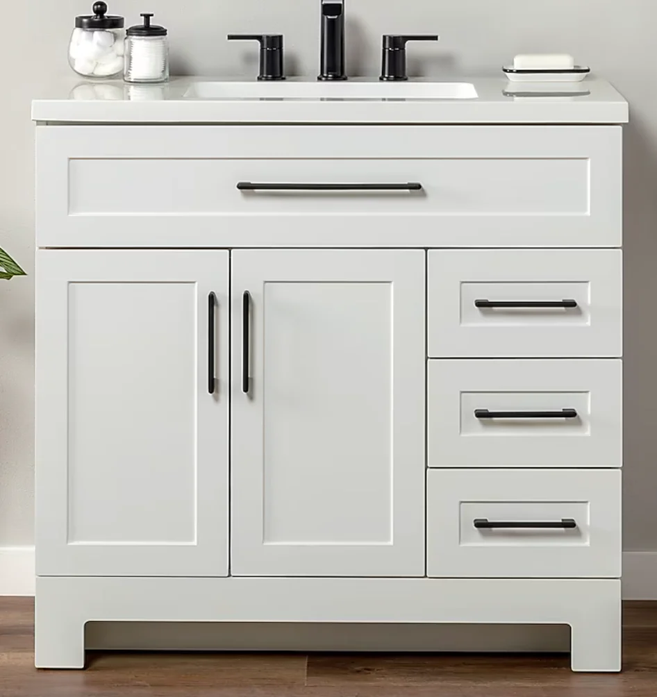 Style Selections Cauley 36-in True White Single sink Bathroom Vanity With Top (Open Box)