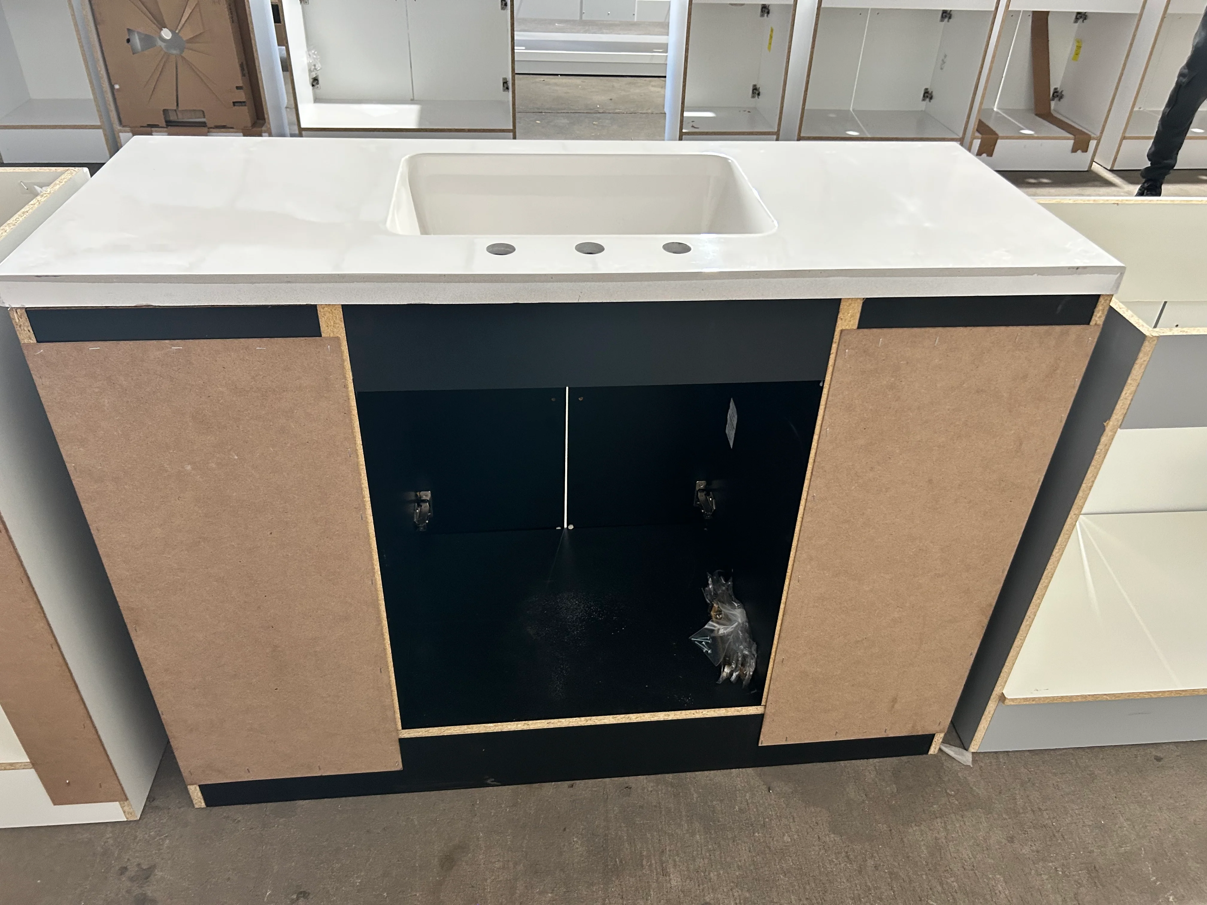 Style Selections Cauley 48-in Black Single Sink Bathroom Vanity with White Cultured Marble Top (open box) - Image 4