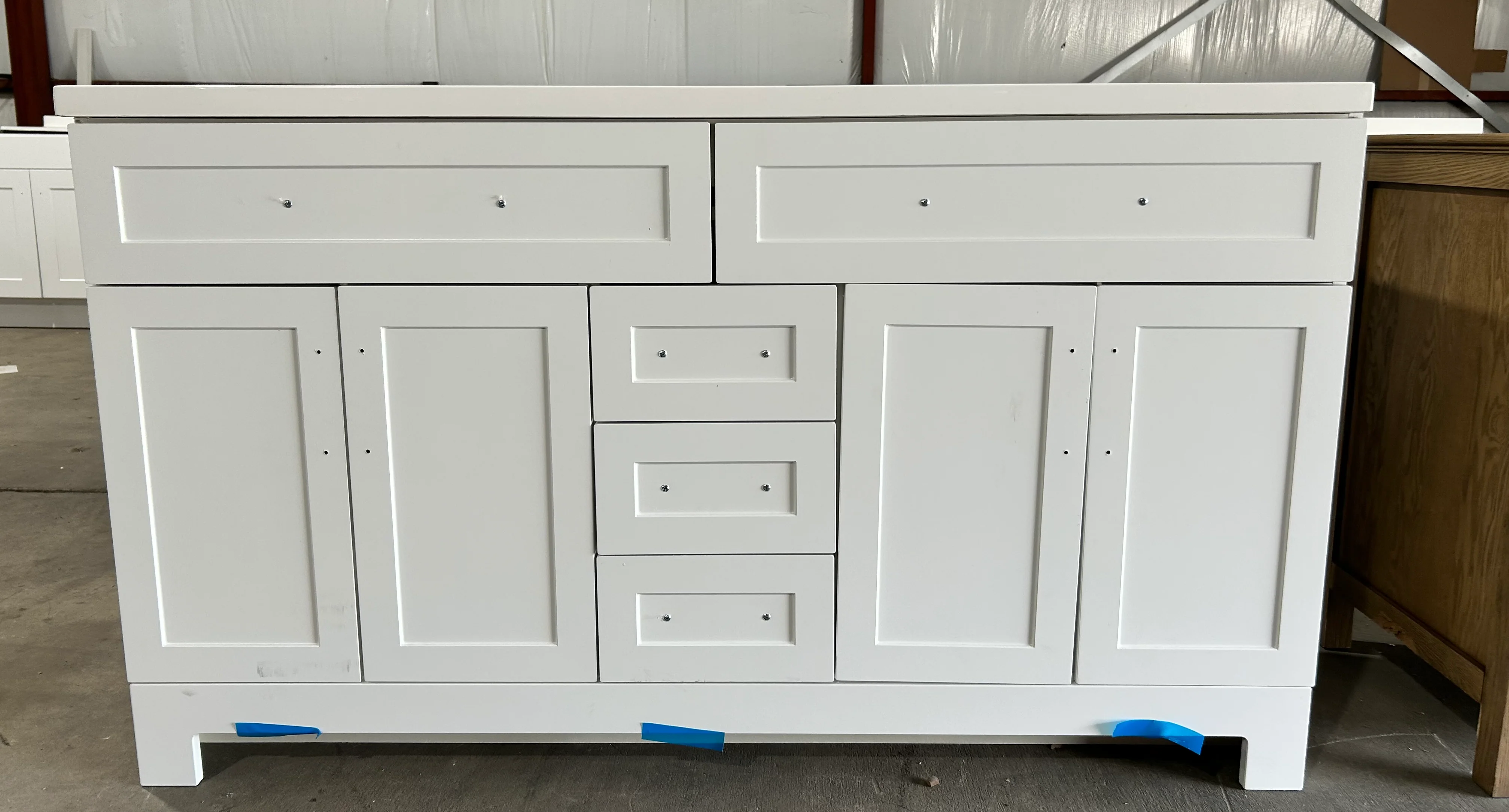 Style Selections Cauley 60-in True White Double Sink Bathroom Vanity with White Cultured Marble Top (DAMAGE)(DONT LIST) - Image 2