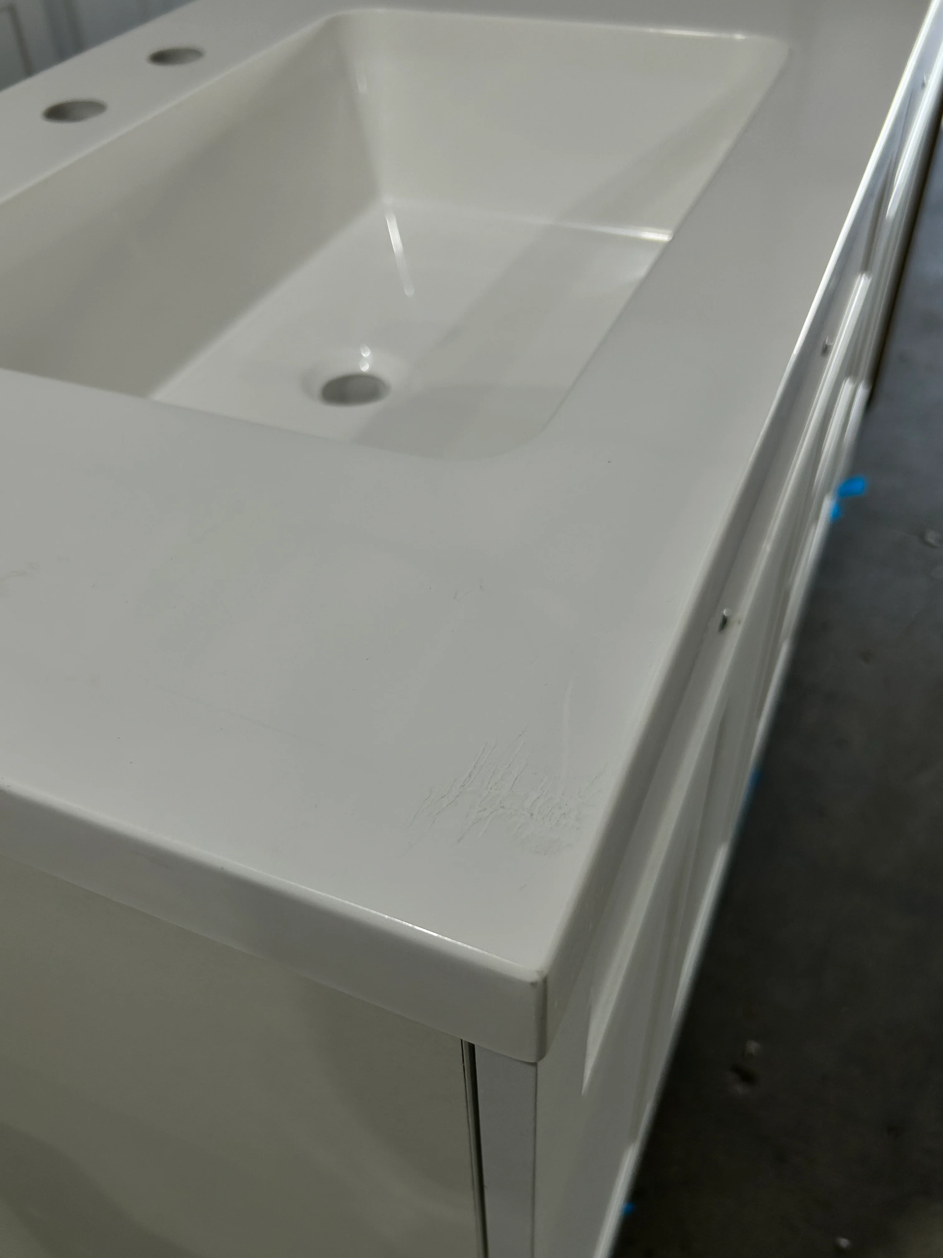 Style Selections Cauley 60-in True White Double Sink Bathroom Vanity with White Cultured Marble Top (DAMAGE)(DONT LIST) - Image 4
