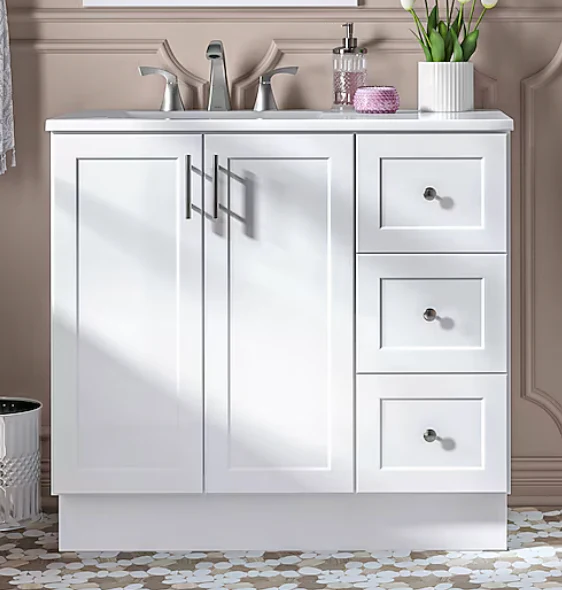 Style Selections Davies 36-in White Single Sink Bathroom Vanity with White (open box)