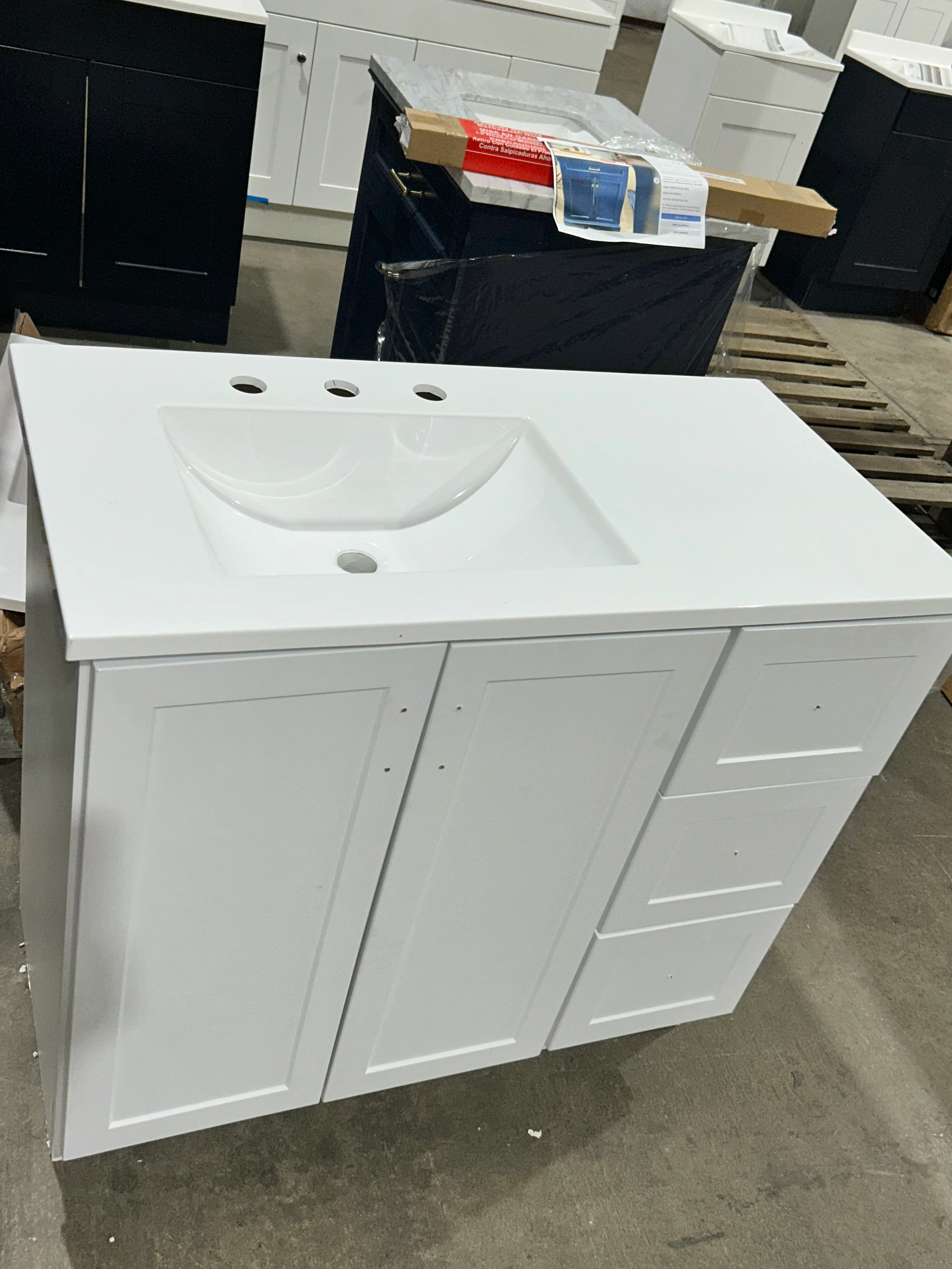 Style Selections Davies 36-in White Single Sink Bathroom Vanity with White (open box) - Image 3
