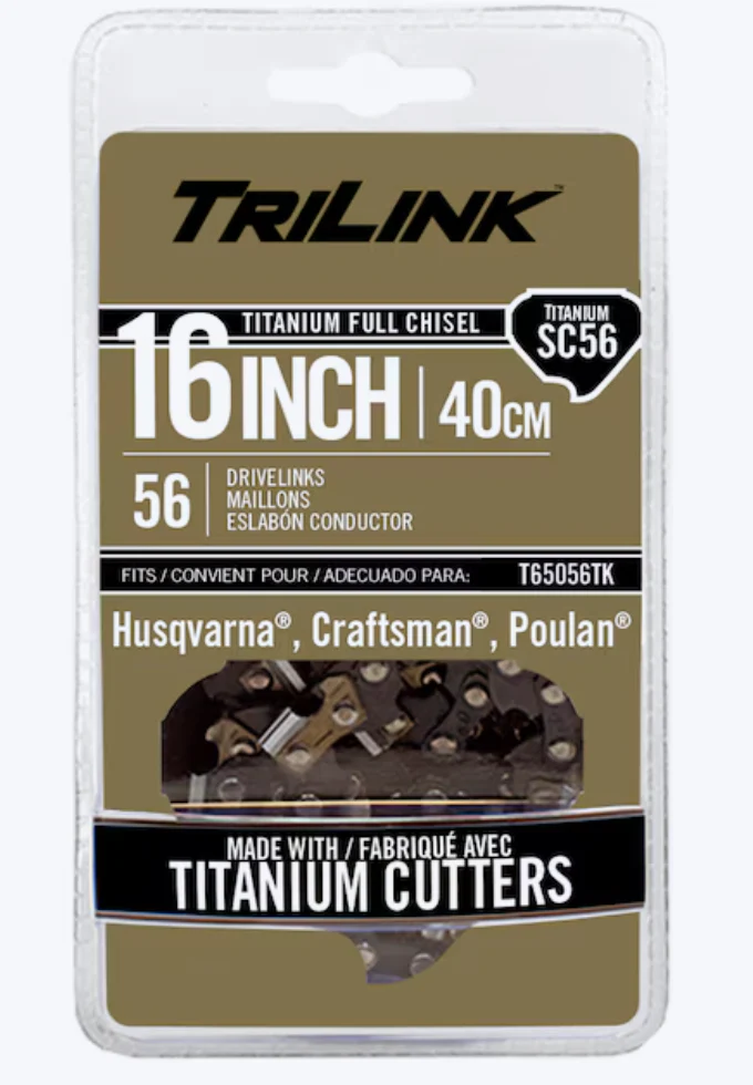 TriLink 56 Link Replacement Chainsaw Chain For 16-in , 0.05-in Gauge , 3/8-in Pitch (New)