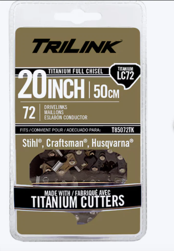 TriLink 72 Link Replacement Chainsaw Chain For 20-in , 0.050-in Gauge , 3/8-in Pitch