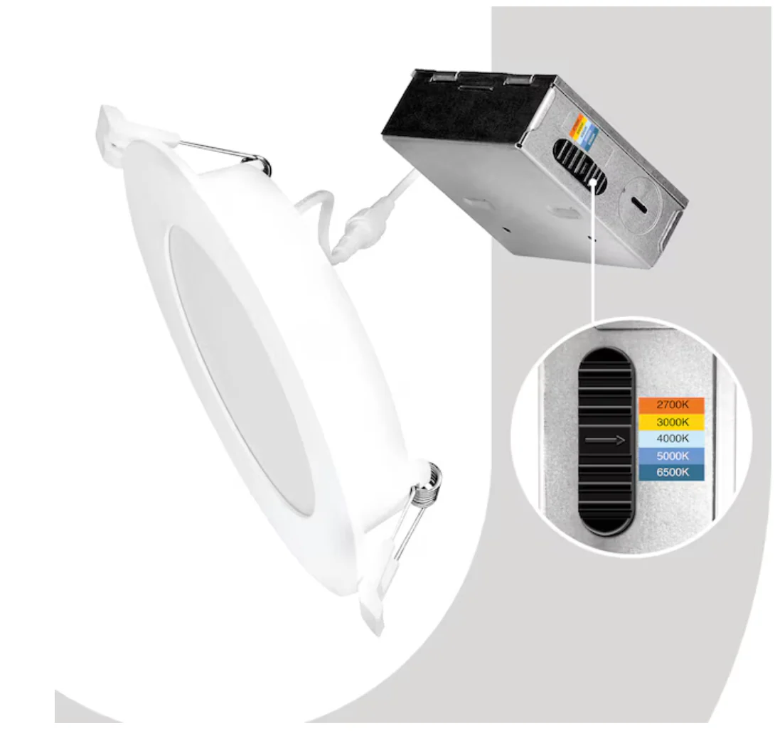 Utilitech White 4-in 450 -Lumens Switchable white Round Dimmable LED Canless Wet rated Recessed Downlight 12 -Pack (used) - Image 3