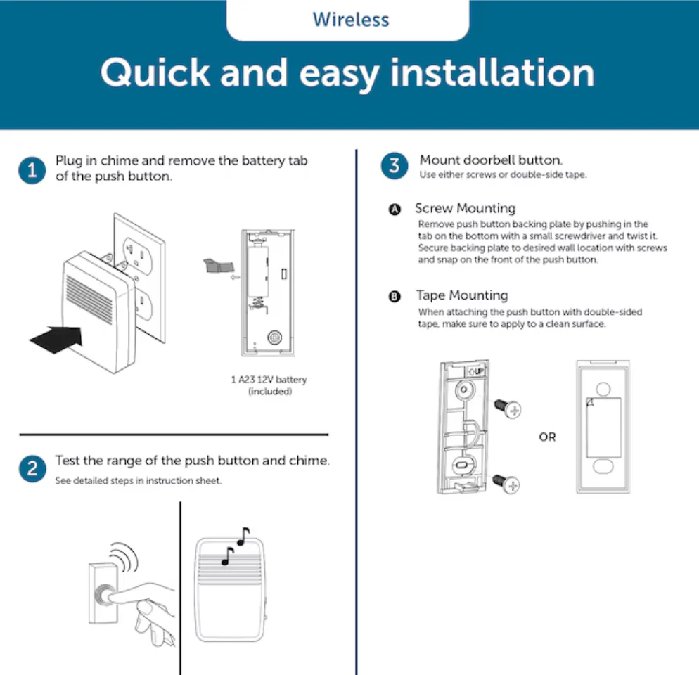 Utilitech White Wireless Doorbell Doorbell kit (open box) - Image 5